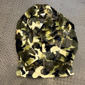 John + Jenn womens Camouflage Faux Fur Coat